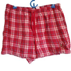 Y2K Disney Store Winnie The Pooh Red White Plaid Flannel Pajama PJ Shorts